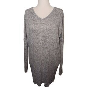 ANTISTAR Heathered Gray V-Neck Long Sleeve Tunic Top Women's L Sweater Dress